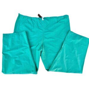 Essentials Mens Scrub Pants 3XL Green 52” Drawstring Ties Waist Medical Uniform